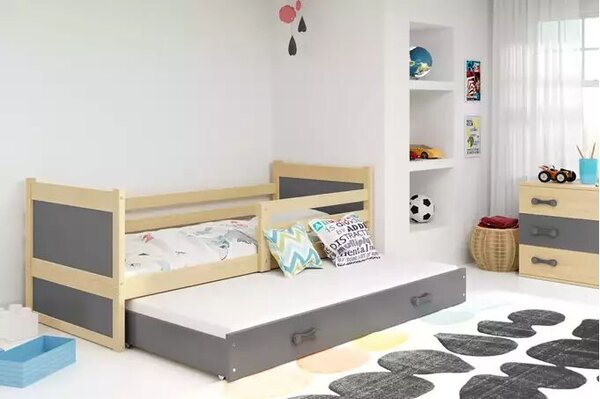 Kihúzható ifjúsági ágy rico 90x190 fiókkal, fenyő/grafit
