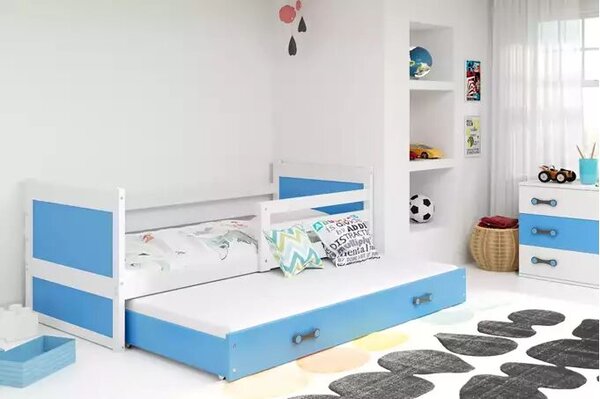 Kihúzható ifjúsági ágy rico 90x190 fiókkal, fehér/kék