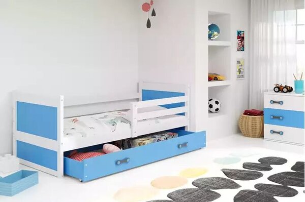 Ifjúsági egyszemélyes ágy rico 90x190 fiókkal, fehér/kék