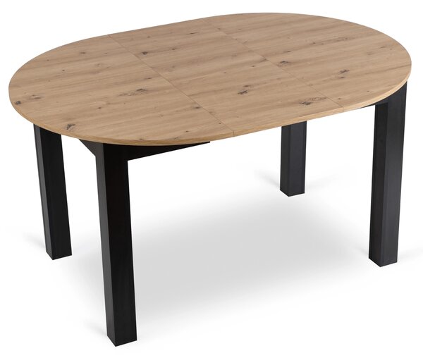 HARRY kihúzható kerek étkezőasztal 102-142 cm, artisan tölgy/fekete