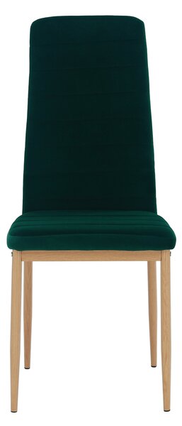 KONDELA Szék, smaragd Velvet szövet/tölgy, COLETA NOVA