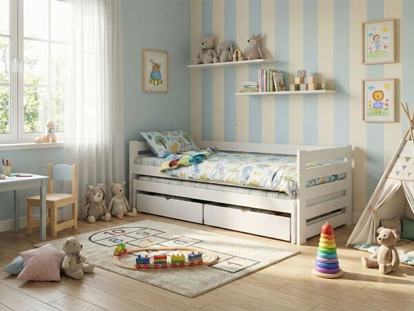 Wilsondo VERONIKA 7 gyerekágy 90x200 vendégággyal - fehér