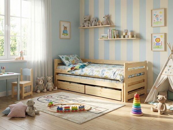 Wilsondo VERONIKA 7 gyerekágy 90x200 vendégággyal - natúr