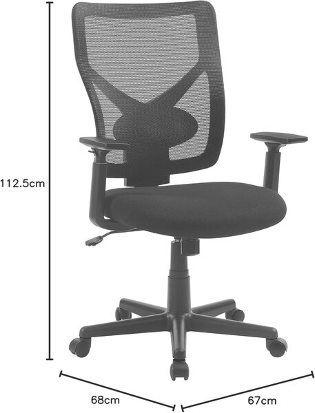 SONGMICS Ergonomikus hálós irodai szék, teljesen állítható, állítható karfával és deréktámasszal, 68x67x113 cm, fekete
