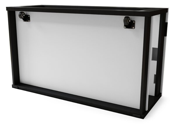 Mazzoni LUSSO Fehér Matt/Fekete Matt - MODERN DOHÁNYZÓASZTAL MEGEMELHETŐ ASZTALLAPPAL + TÁROLÓRÉSSZEL + POLCCAL (GÖRGŐS!)