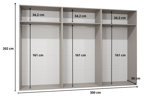 Ruhásszekrény Alaris 3 300 (fekete + kasmír) (tükörrel)