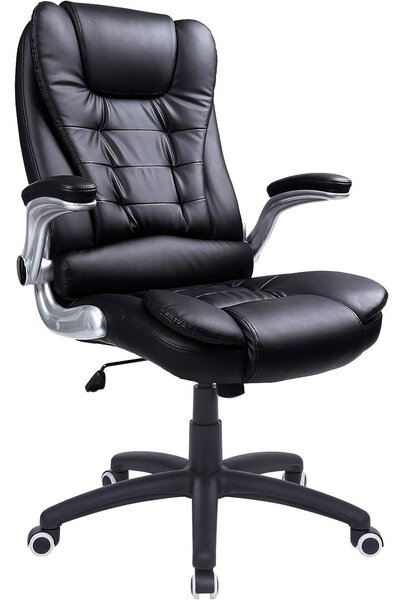 SONGMICS ergonomikus irodai szék támaszokkal, magas háttámlával, lehajtható karfákkal, max. 150 kg, 76x70x(111-121) cm, fekete