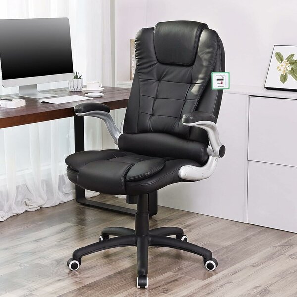 SONGMICS ergonomikus irodai szék támaszokkal, magas háttámlával, lehajtható karfákkal, max. 150 kg, 76x70x(111-121) cm, fekete
