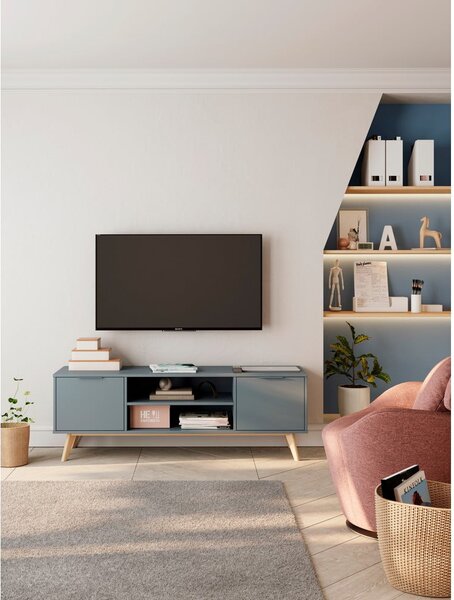 Szürkészöld TV-állvány 140x53x40 cm Pisco – Marckeric