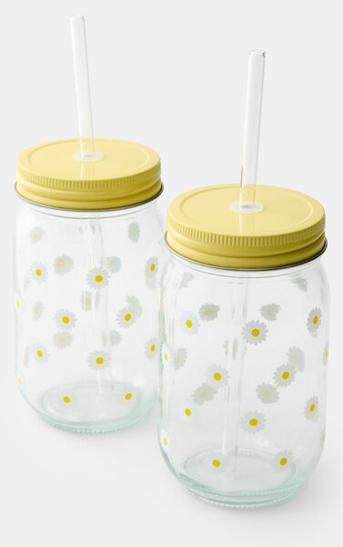 Sinsay - Szívószálas pohárkészlet margaréta mintával 2 pack - többszínű