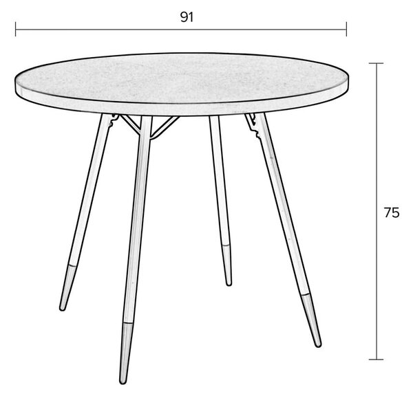 Kerek étkezőasztal diófa dekoros asztallappal ø 91 cm Denise – White Label