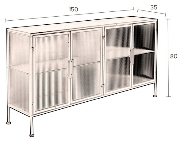 Fekete fém tálalószekrény 150x80 cm Boli – Dutchbone
