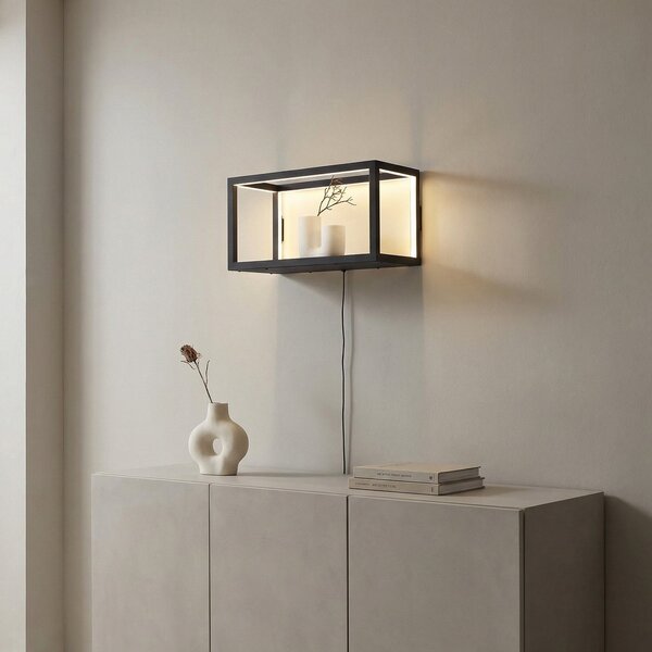 Fali Lámpa Lindby, Birta, dimmable, Fekete, Nappali, Fém, Modern