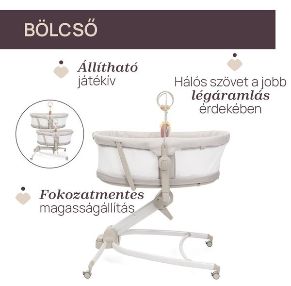 Baby Hug Armonia 4in1 bölcső-asztali szék 0 - 15 kg, 0- 36 hó