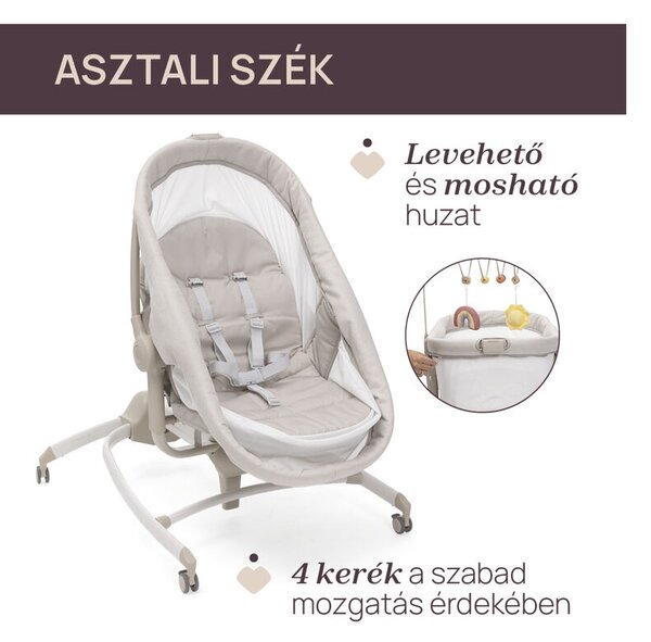 Baby Hug Armonia 4in1 bölcső-asztali szék 0 - 15 kg, 0- 36 hó