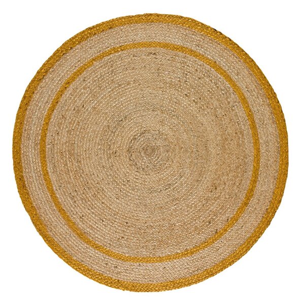 Mustársárga-natúr színű kerek szőnyeg ø 90 cm Mahon – Universal