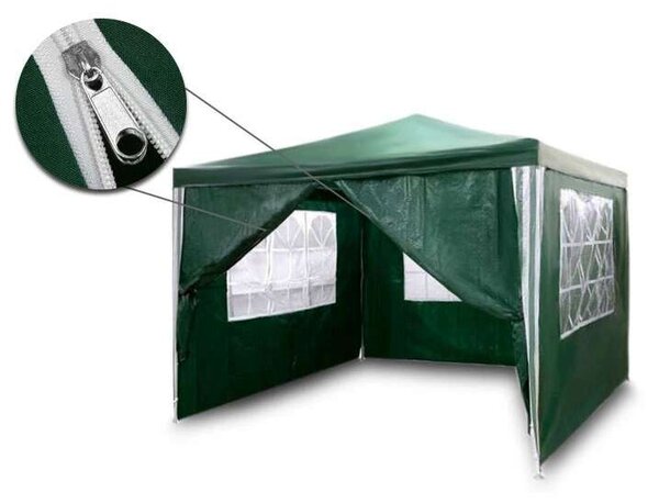 Plonos kerti Pavilon 4 oldalfallal 3x3m - Zöld