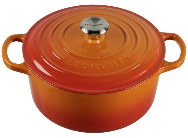 Le Creuset Signature kerek öntöttvas sütő-főzőedény, 22cm, 3,3 l, vulkán