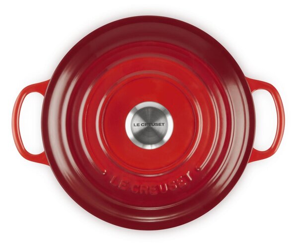 Le Creuset Signature kerek öntöttvas sütő-főzőedény, 22cm, 3,3 l, cseresznyepiros
