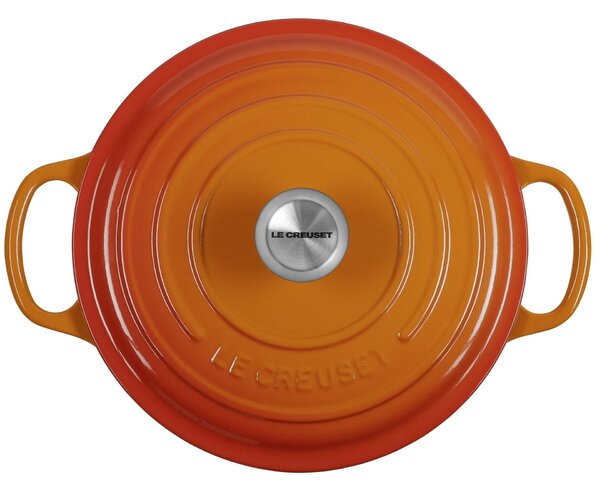 Le Creuset Signature kerek öntöttvas sütő-főzőedény, 22cm, 3,3 l, vulkán