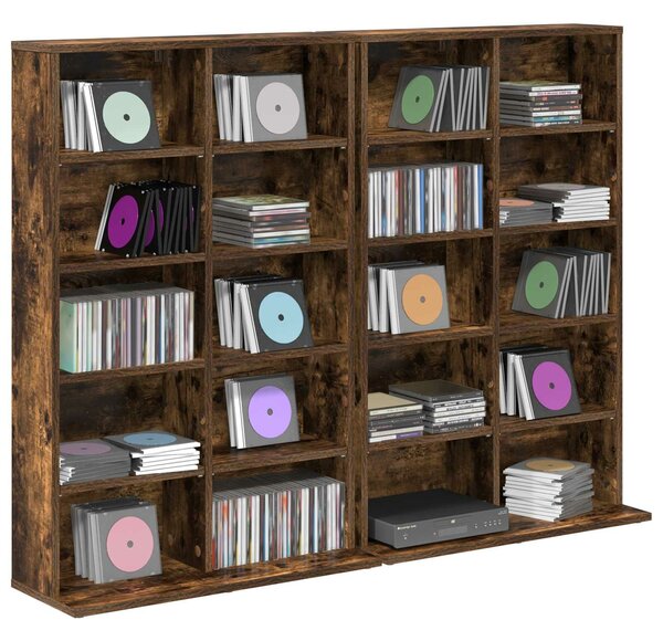 VidaXL CD szekrény 2 db Füstös Tölgy 65 x 23,5 x 97,5 cm Szerelt Fa