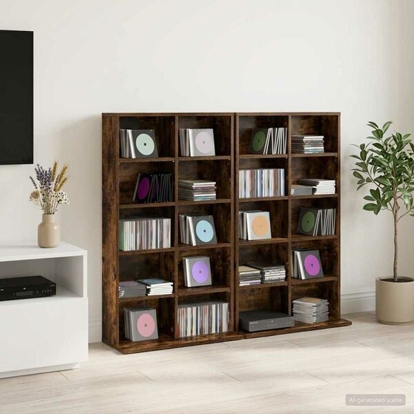 VidaXL CD szekrény 2 db Füstös Tölgy 65 x 23,5 x 97,5 cm Szerelt Fa