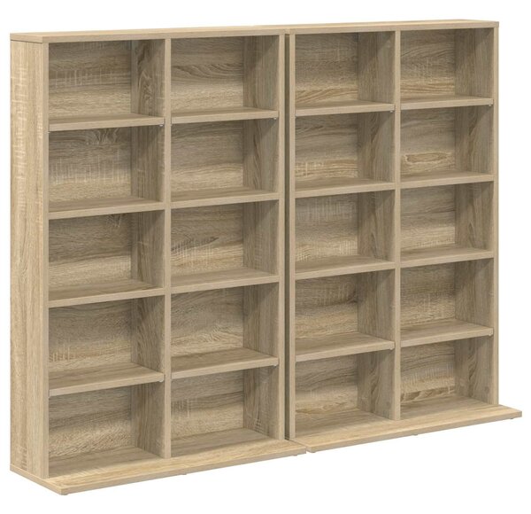 VidaXL CD szekrény 2 db Sonoma Tölgy 65 x 23,5 x 97,5 cm Szerelt Fa