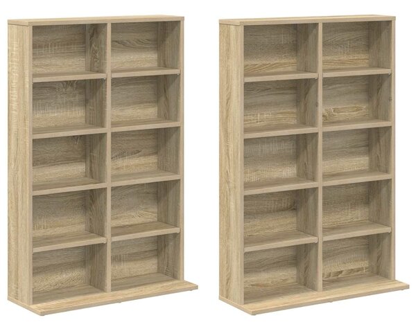 VidaXL CD szekrény 2 db Sonoma Tölgy 65 x 23,5 x 97,5 cm Szerelt Fa