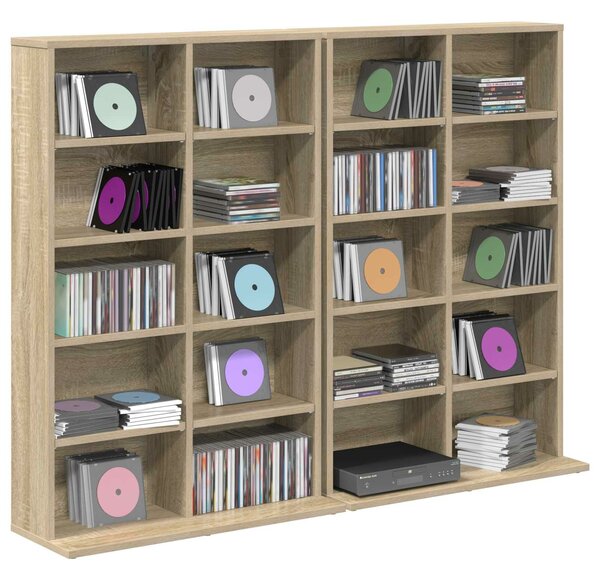 VidaXL CD szekrény 2 db Sonoma Tölgy 65 x 23,5 x 97,5 cm Szerelt Fa