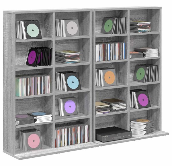 VidaXL CD szekrény 2 db Szürke Sonoma 65 x 23,5 x 97,5 cm Szerelt Fa