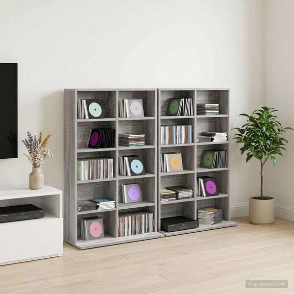 VidaXL CD szekrény 2 db Szürke Sonoma 65 x 23,5 x 97,5 cm Szerelt Fa