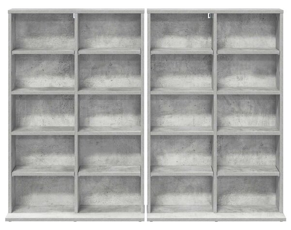 VidaXL CD szekrény 2 db Betonszürke 65 x 23,5 x 97,5 cm Szerelt Fa