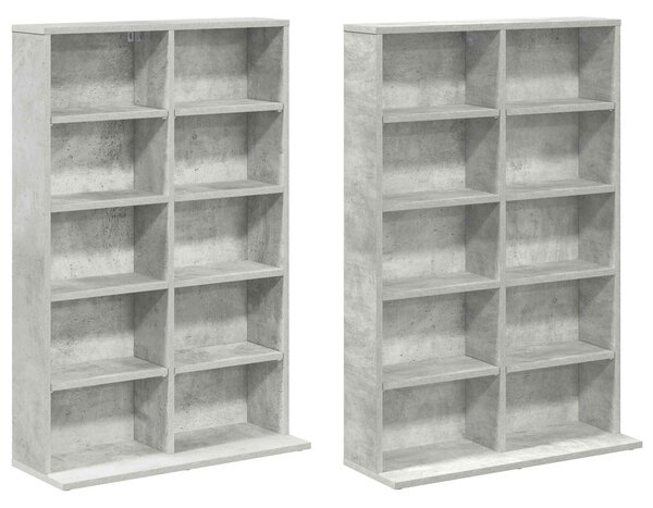 VidaXL CD szekrény 2 db Betonszürke 65 x 23,5 x 97,5 cm Szerelt Fa