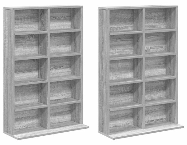 VidaXL CD szekrény 2 db Szürke Sonoma 65 x 23,5 x 97,5 cm Szerelt Fa