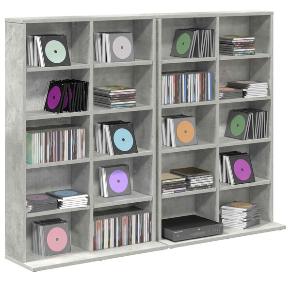 VidaXL CD szekrény 2 db Betonszürke 65 x 23,5 x 97,5 cm Szerelt Fa