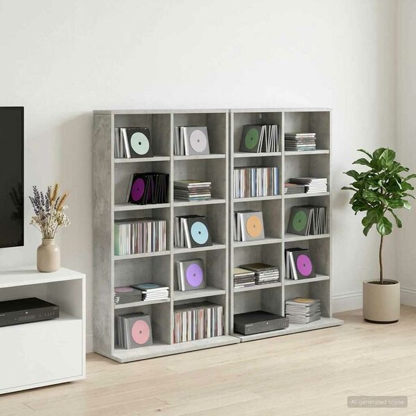 VidaXL CD szekrény 2 db Betonszürke 65 x 23,5 x 97,5 cm Szerelt Fa
