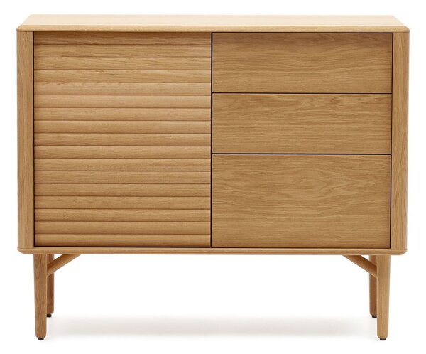 Natúr színű alacsony komód tölgyfa dekorral 105x86 cm Lenon – Kave Home