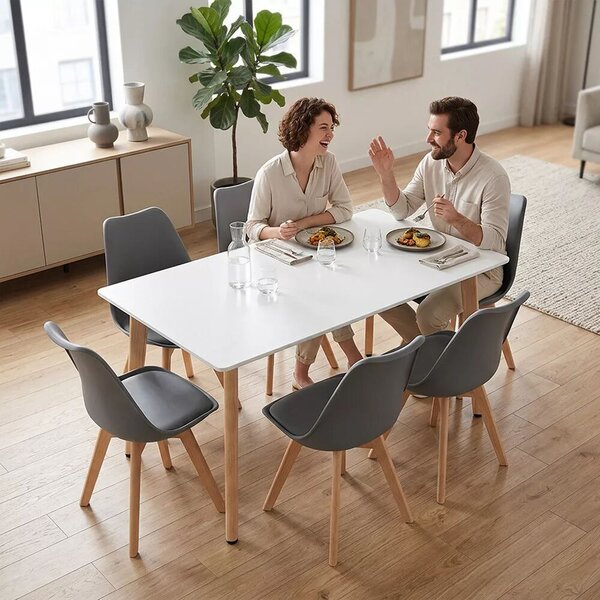 Silla 150 6+1 étkező garnitúra fehér-szürke