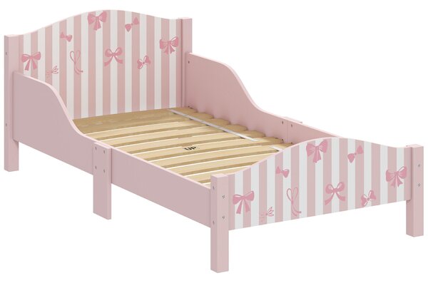 AIYAPLAY Montessori gyerekágy 3-6 éveseknek, masnis dizájnnal és leesésgátló oldalakkal, 146 x 76,5 cm, rózsaszín