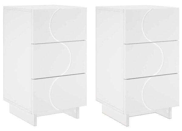 VidaXL Éjjeliszekrény 2 pcs Fehér 33,5 x 34,5 x 60 cm Szerelt Fa