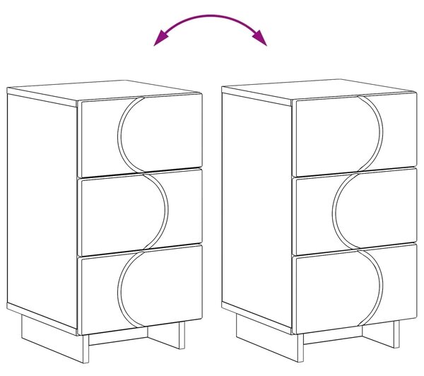 VidaXL Éjjeliszekrény 2 pcs Magasfényű Fehér 33,5 x 34,5 x 60 cm