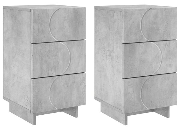 VidaXL Éjjeliszekrény 2 pcs Betonszürke 33,5 x 34,5 x 60 cm Szerelt Fa
