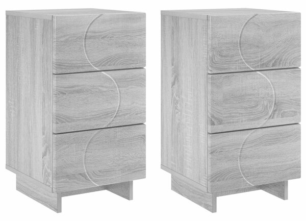 VidaXL Éjjeliszekrény 2 pcs Szürke Sonoma 33,5 x 34,5 x 60 cm
