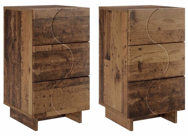 VidaXL Éjjeliszekrény 2 pcs Antik Fa 33,5 x 34,5 x 60 cm Szerelt Fa