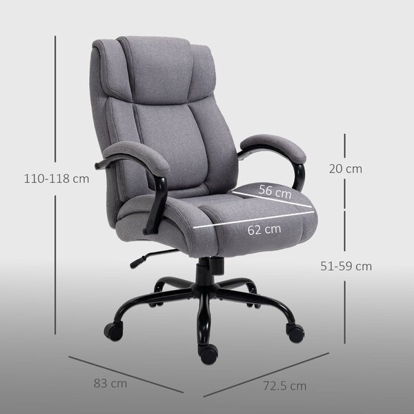 Vinsetto ergonomikus irodai szék lenvászon anyagból, 220 kg, forgó, állítható magasságú, 71 x 80 x 118 cm, világosszürke