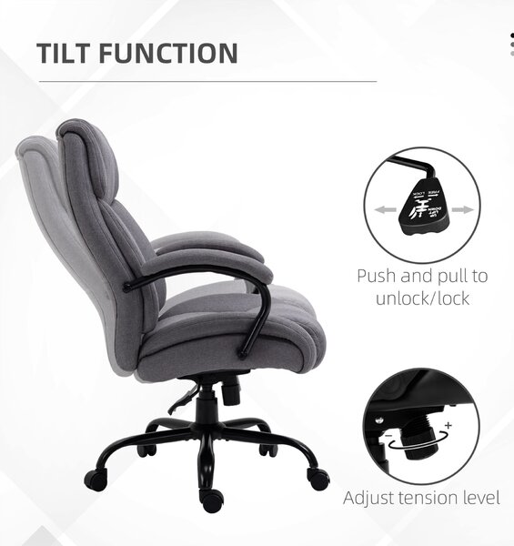 Vinsetto ergonomikus irodai szék lenvászon anyagból, 220 kg, forgó, állítható magasságú, 71 x 80 x 118 cm, világosszürke