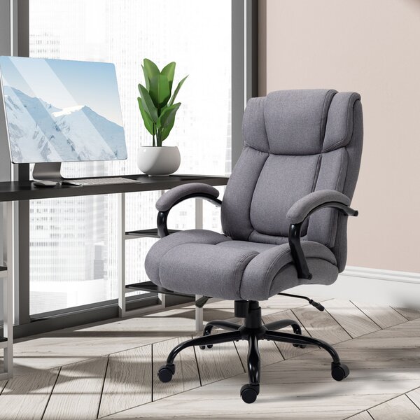 Vinsetto ergonomikus irodai szék lenvászon anyagból, 220 kg, forgó, állítható magasságú, 71 x 80 x 118 cm, világosszürke