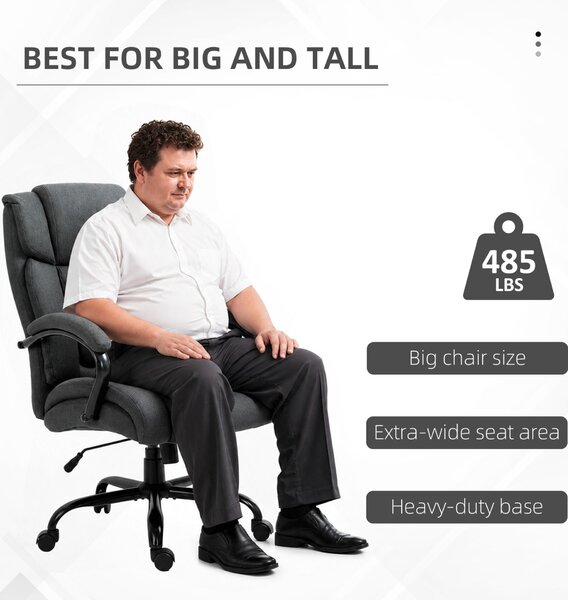 Vinsetto ergonomikus irodai szék lenvászon anyagból, 220 kg, forgó, állítható magasságú, 71 x 80 x 118 cm, világosszürke