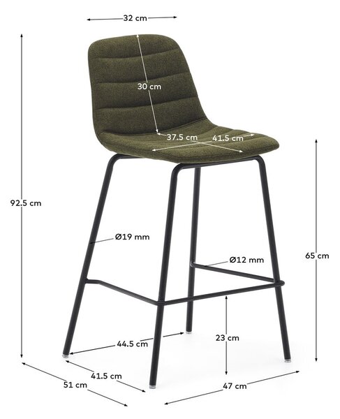 Sötétzöld bárszék szett 2 db-os 92,5 cm Zunilda – Kave Home