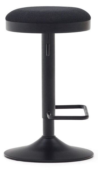 Fekete kárpitozott állítható magasságú bárszék szett 2 db-os (ülésmagasság 53,5 cm) Zaib – Kave Home